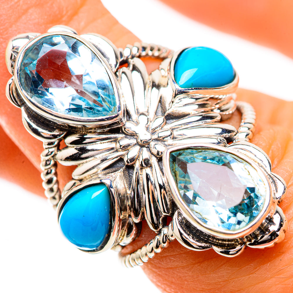 Large Blue Topaz, Sleeping Beauty Turquoise Ring Size 6 (925 Sterling Silver) RING135345