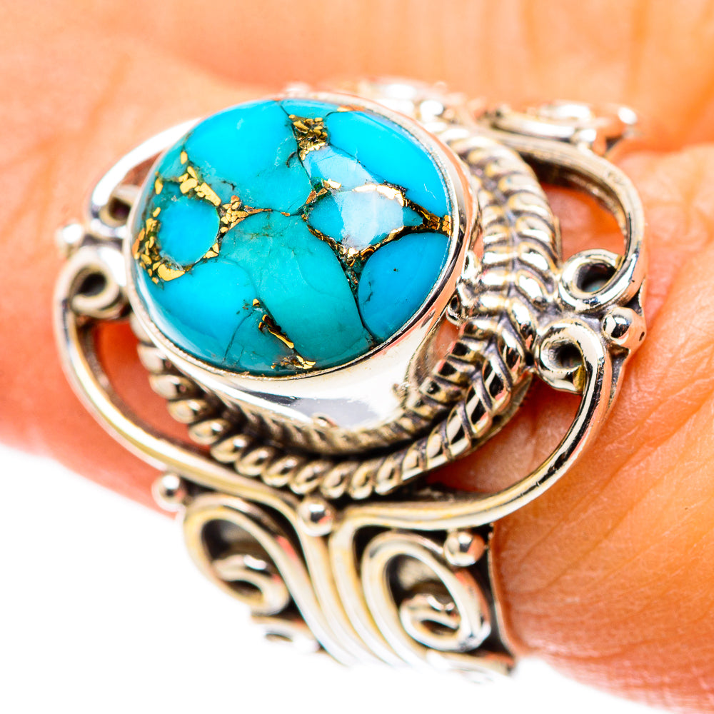 Blue Copper Composite Turquoise 925 Sterling Silver Ring Size 6.75 (925 Sterling Silver) RING137645