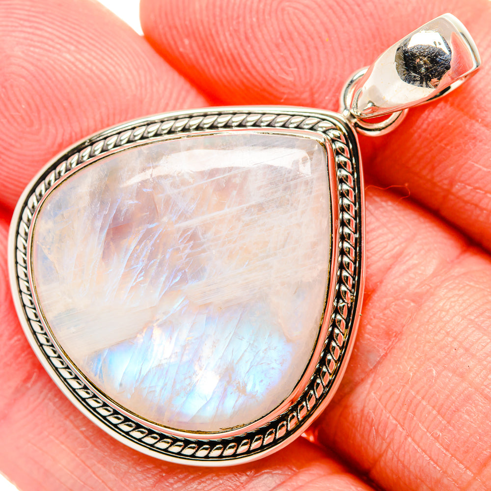 Rainbow Moonstone Pendant 1 3/4" (925 Sterling Silver) PD36742
