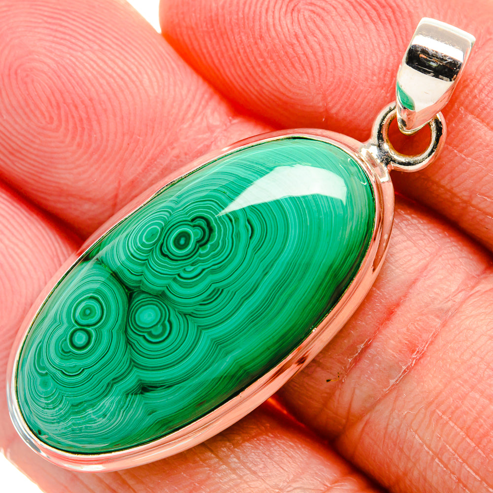 Malachite Pendant 1 3/4" (925 Sterling Silver) PD36990