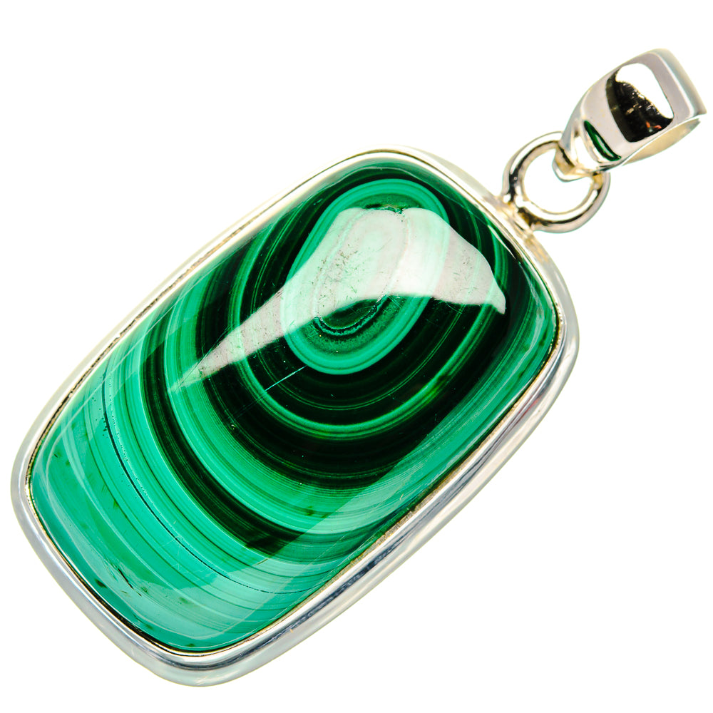 Malachite Pendant 1 3/4"  (925 Sterling Silver) PD37199