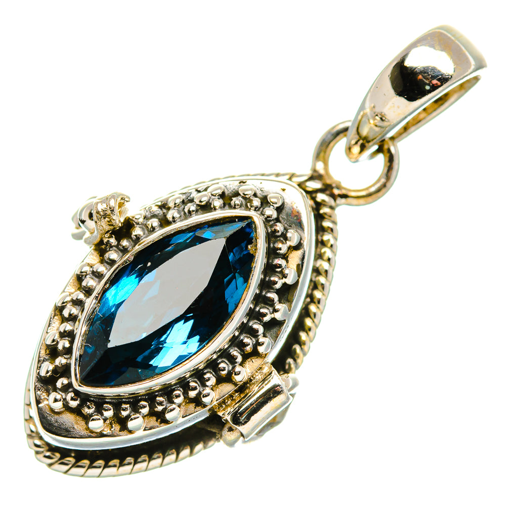 Poison London Blue Topaz 925 Sterling Silver Pendant 1 3/8" (925 Sterling Silver) PD37679