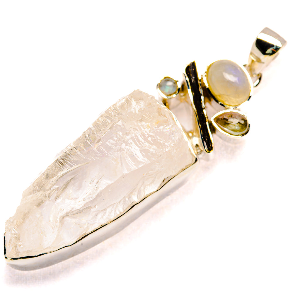 Rough Rainbow Moonstone Pendant 2 1/2" (925 Sterling Silver) PD36782