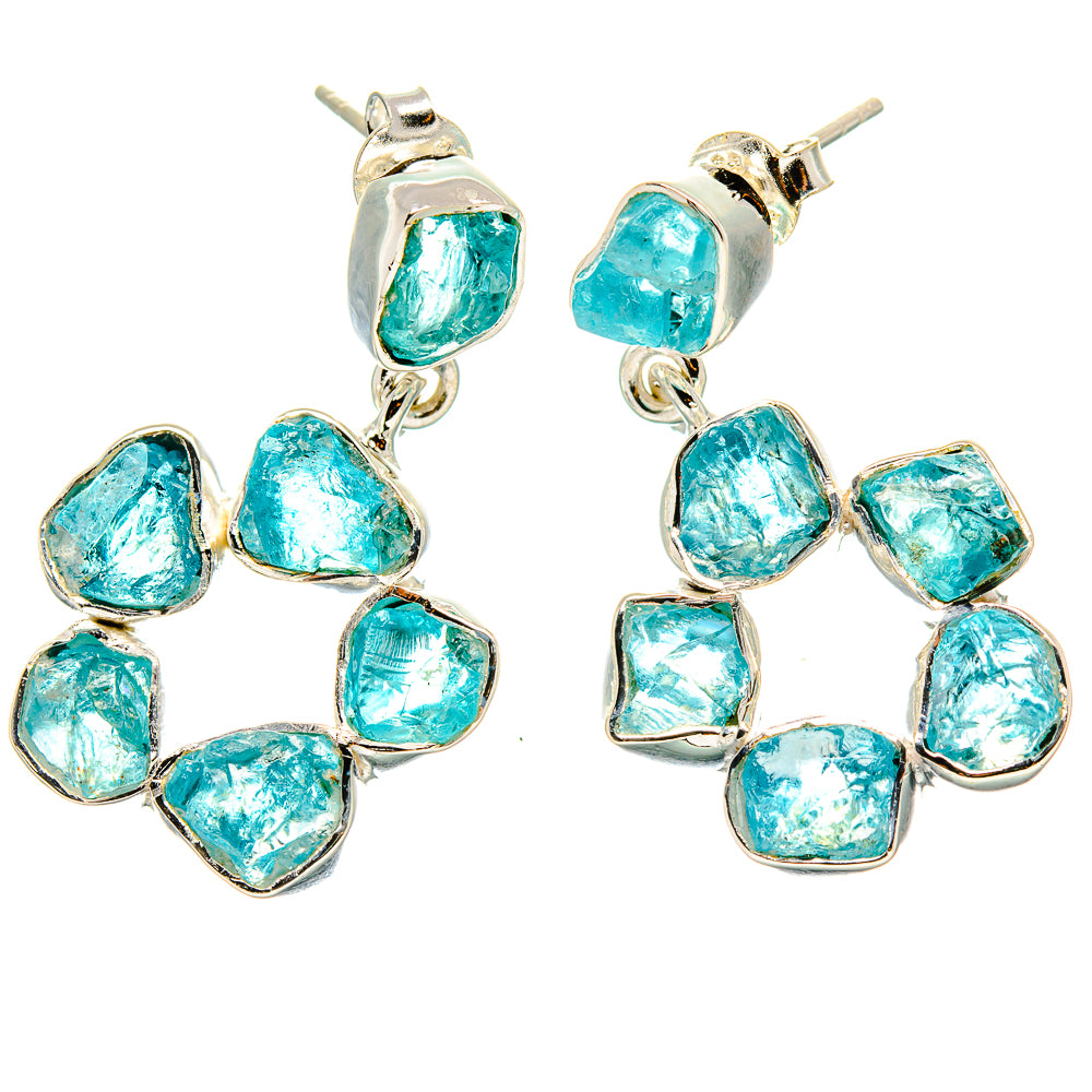 Rough Aquamarine Earrings 1 1/4" (925 Sterling Silver) EARR431502