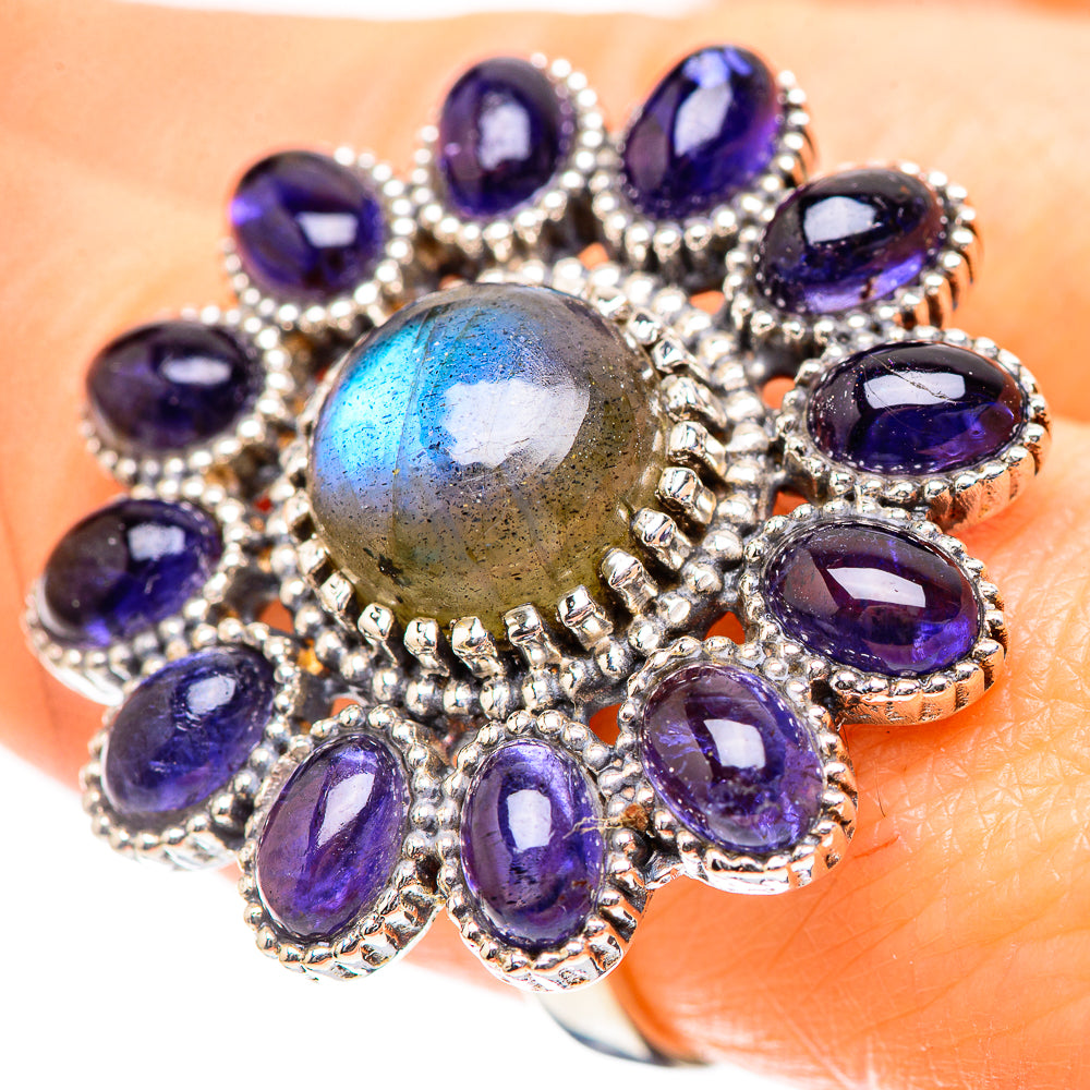 Large Labradorite, Tanzanite 925 Sterling Silver Ring Size 8.25 (925 Sterling Silver) RING137322