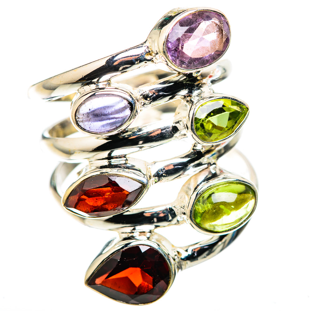 Large Garnet, Peridot, Tanzanite, Amethyst Ring Size 8 (925 Sterling Silver) RING136071