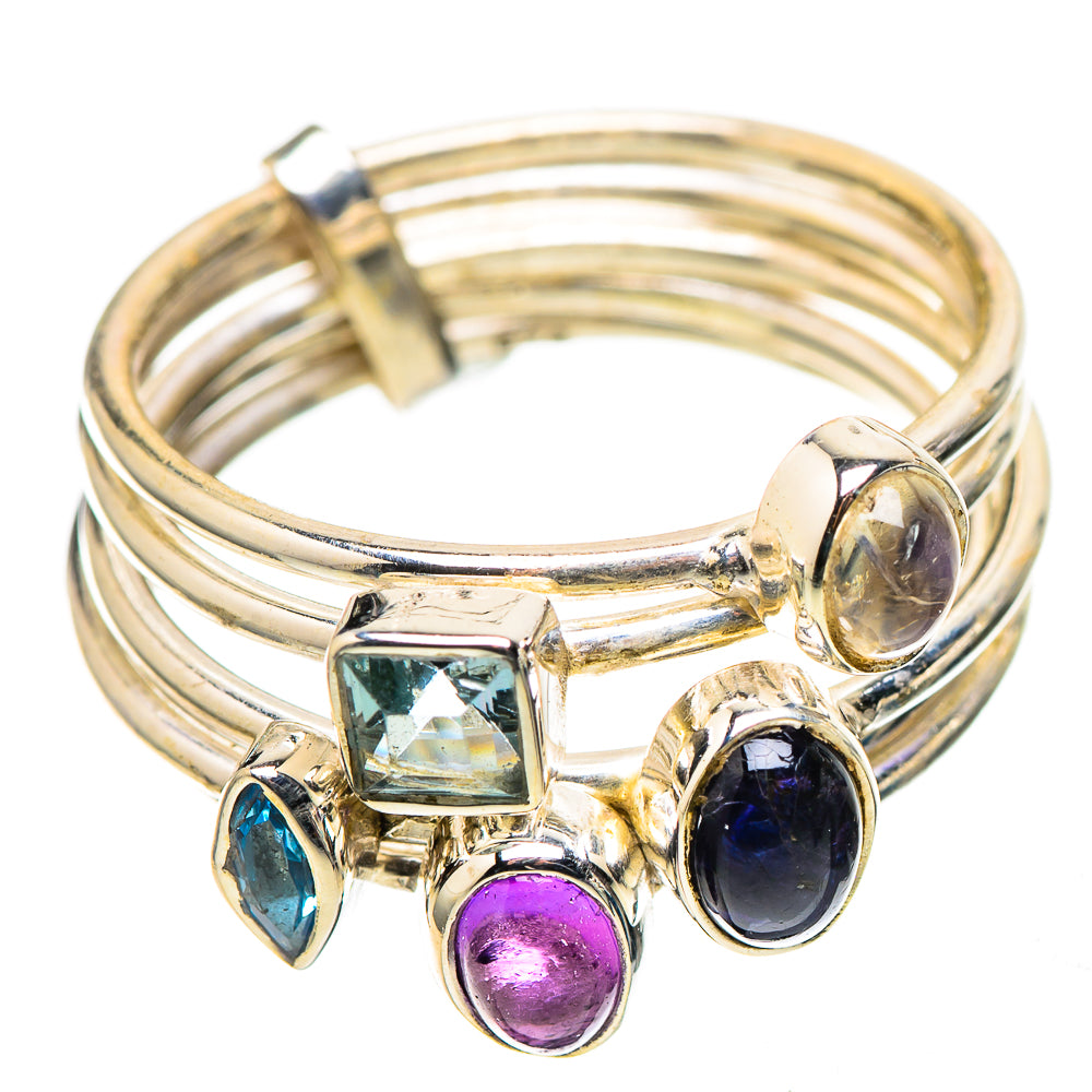 Tanzanite, Amethyst, Blue Topaz, Rainbow Moonstone 925 Sterling Silver Ring Size 8.5 (925 Sterling Silver) RING137686