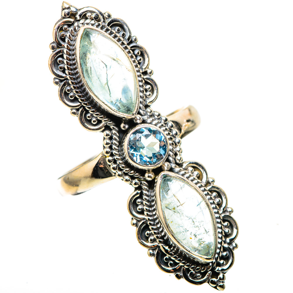 Large Natural Aquamarine, Blue Topaz 925 Sterling Silver Ring Size 8.25 (925 Sterling Silver) RING137745