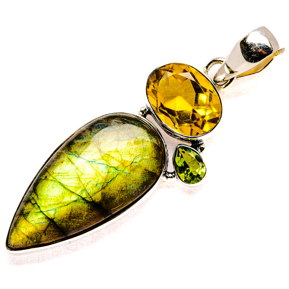 Labradorite, Citrine, Peridot Pendant 2" (925 Sterling Silver) PD36767