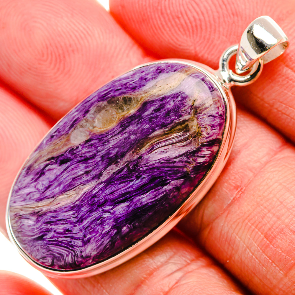 Charoite Pendant 1 3/4" (925 Sterling Silver) PD37510