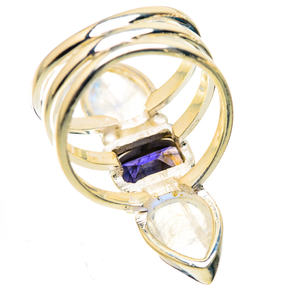 Faceted Tanzanite, Rainbow Moonstone Ring Size 7.5 (925 Sterling Silver) RING135854