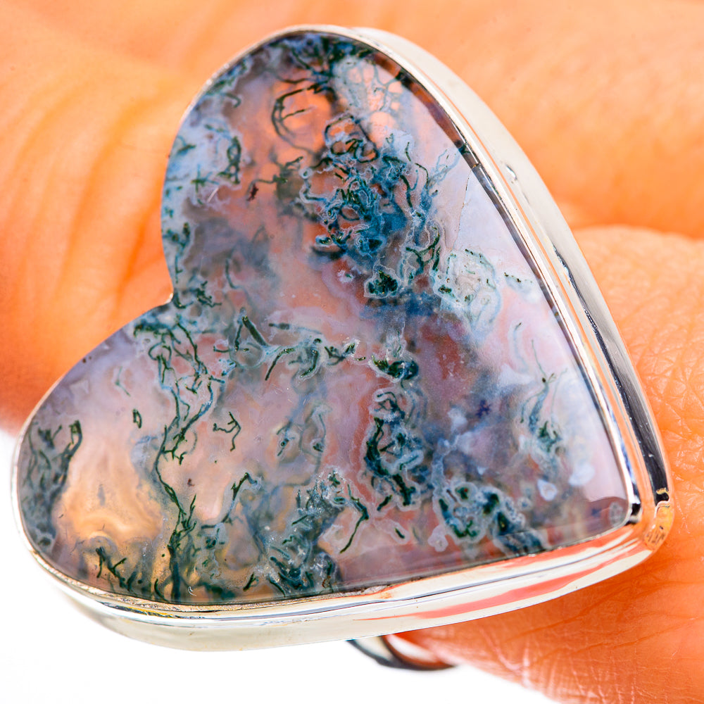 Large Green Moss Agate Ring Size 10 (925 Sterling Silver) RING135908