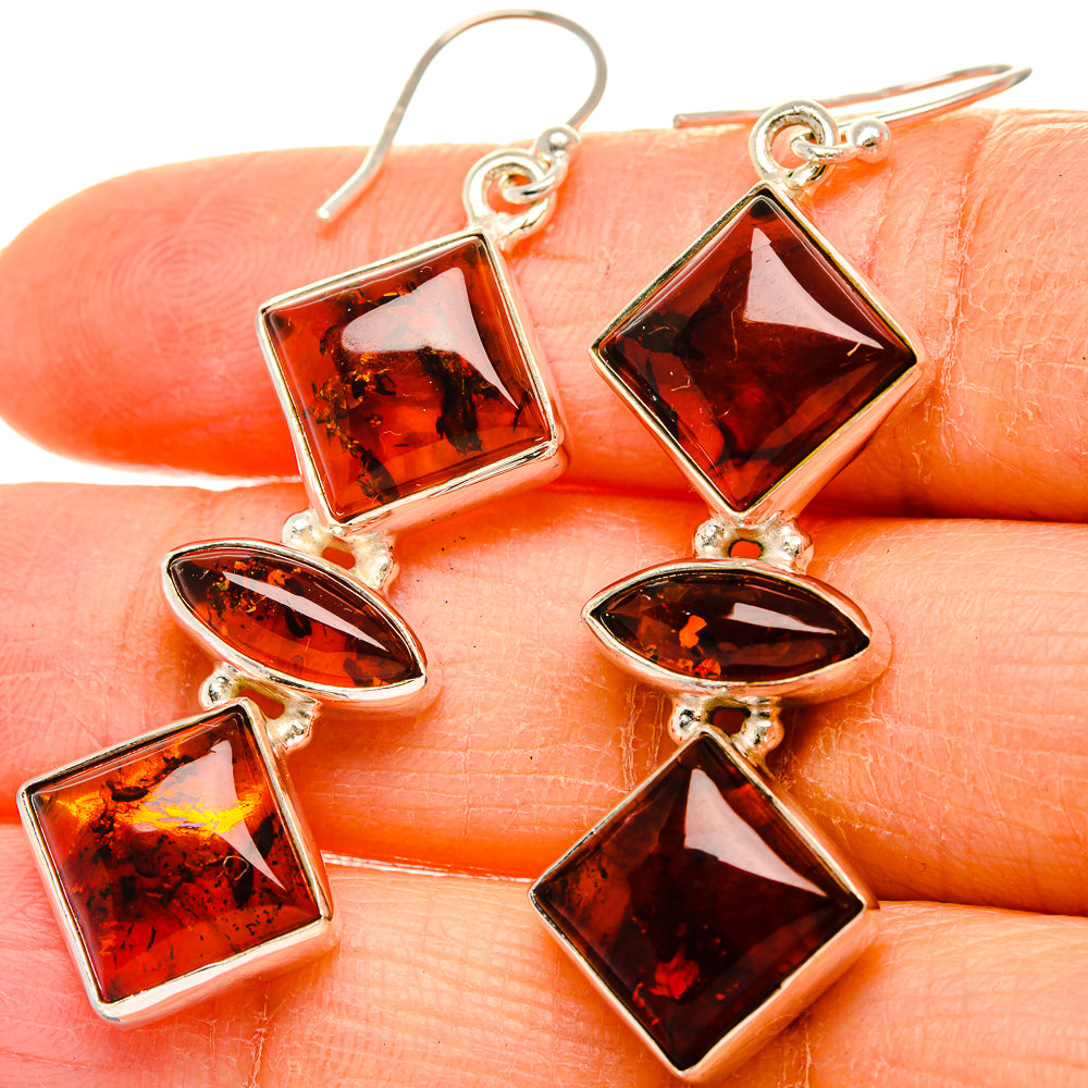 Baltic Amber Earrings 2 1/4" (925 Sterling Silver) EARR431753