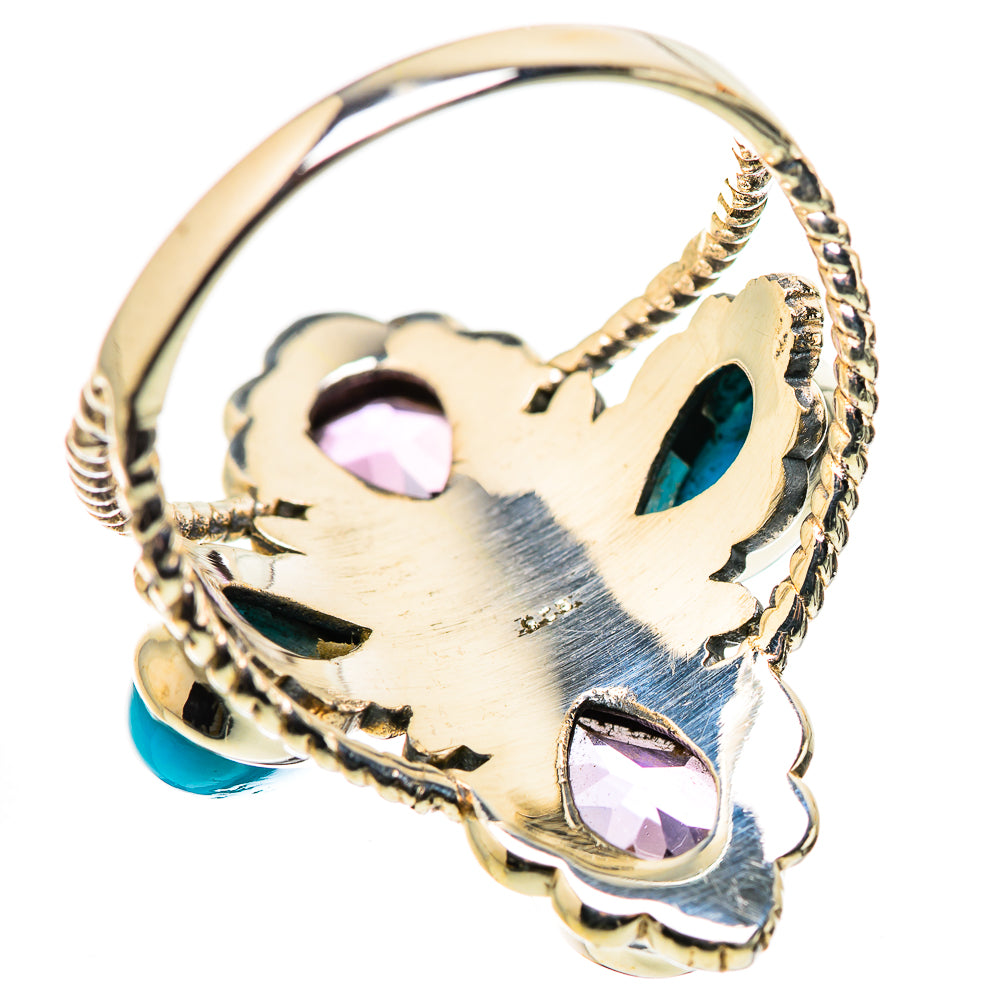Large Faceted Amethyst, Sleeping Beauty Turquoise Ring Size 10.5 (925 Sterling Silver) RING134707