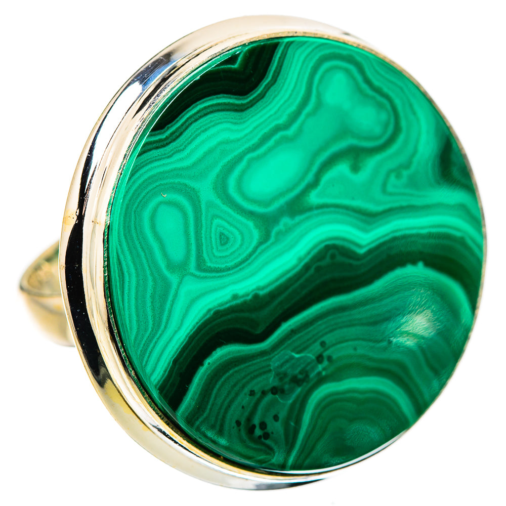 Huge Malachite Ring Size 7.5 (925 Sterling Silver) RING135555