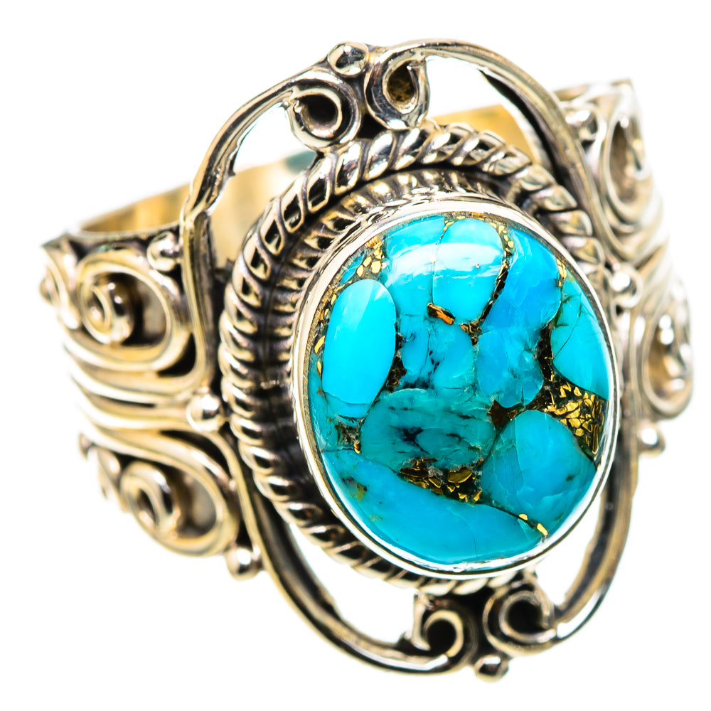 Blue Copper Composite Turquoise 925 Sterling Silver Ring Size 7.75 (925 Sterling Silver) RING137592