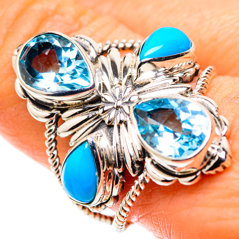 Large Blue Topaz, Sleeping Beauty Turquoise Ring Size 9.5 (925 Sterling Silver) RING136157