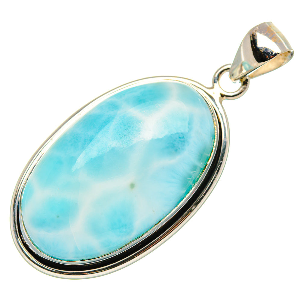 Larimar 925 Sterling Silver Pendant 1 5/8" (925 Sterling Silver) PD37612