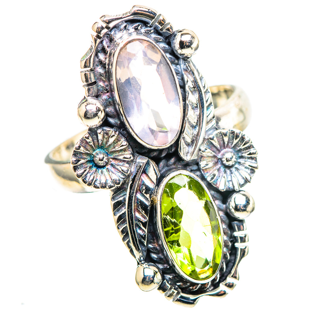 Rose Quartz, Peridot Ring Size 8 (925 Sterling Silver) RING136848