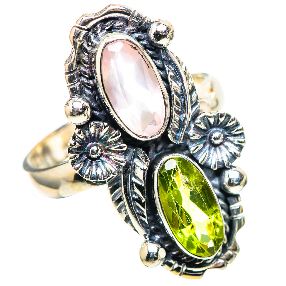 Rose Quartz, Peridot Ring Size 9 (925 Sterling Silver) RING136788