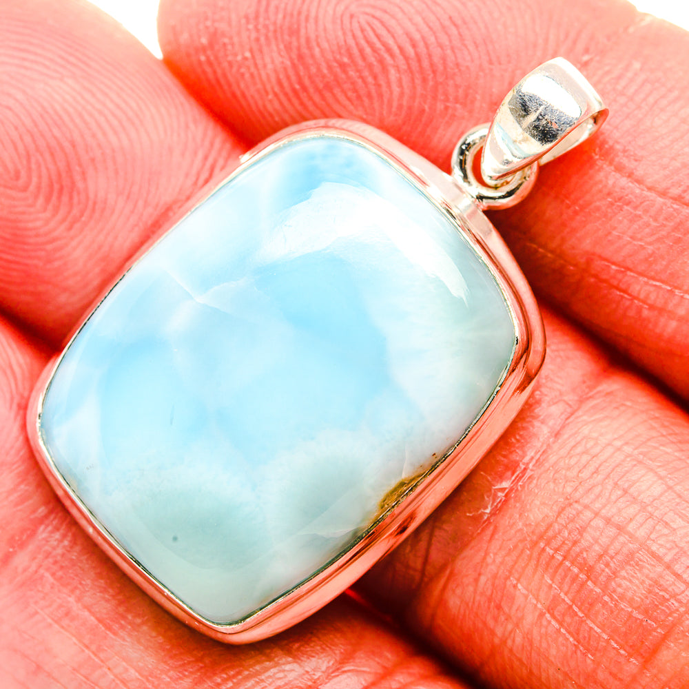 Larimar 925 Sterling Silver Pendant 1 1/2" Ana Co P37380