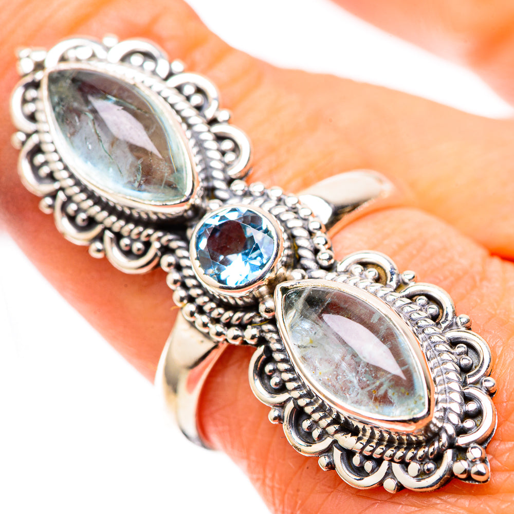 Large Natural Aquamarine, Blue Topaz 925 Sterling Silver Ring Size 8.25 (925 Sterling Silver) RING137745