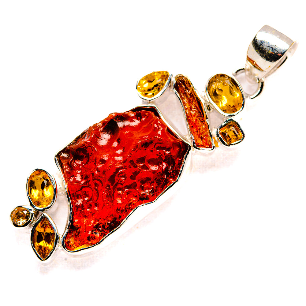 Rough Garnet, Citrine Pendant 2" (925 Sterling Silver) PD36736