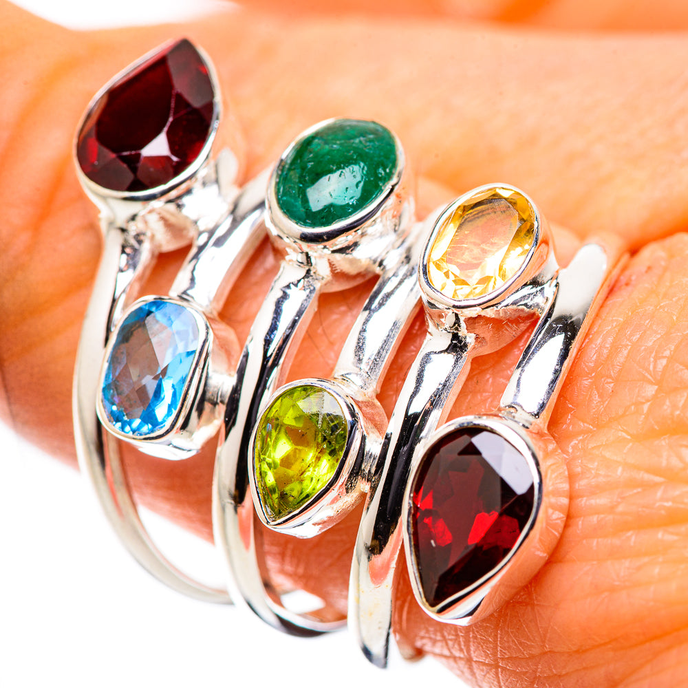 Large Garnet, Peridot, Citrine, Blue Topaz, Emerald Ring Size 9.5 (925 Sterling Silver) RING135785