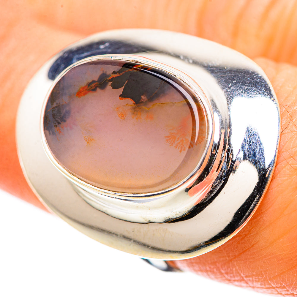 Anasilvercos Scenic Dendritic Agate Ring Size 7.25 (925 Sterling Silver)