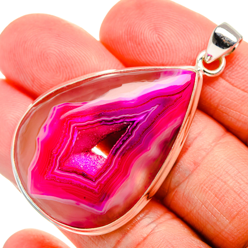 Pink Window Druzy Pendant 2 1/8" (925 Sterling Silver) PD36961