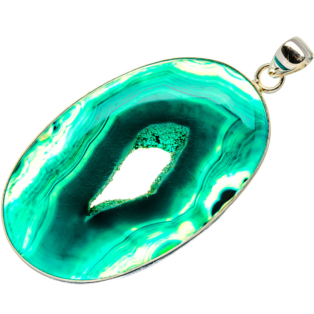 Green Window Druzy Pendant 2 3/4"  (925 Sterling Silver) PD37224