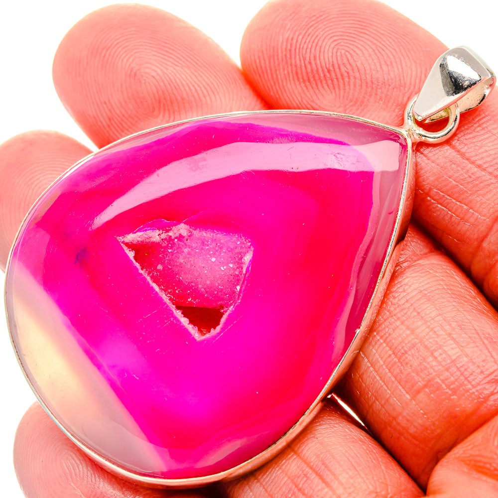 Pink Window Druzy Pendant 2 1/2"  (925 Sterling Silver) PD37192