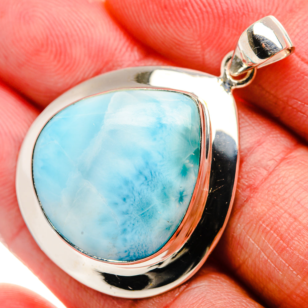 Larimar 925 Sterling Silver Pendant 1 5/8" (925 Sterling Silver) PD37616
