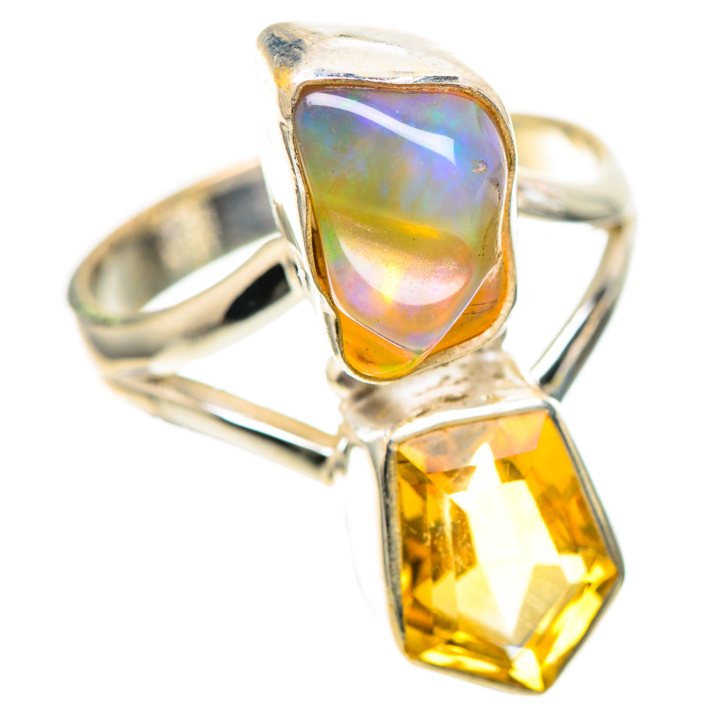 Rough Ethiopian Opal, Citrine Ring Size 8 (925 Sterling Silver) RING136225