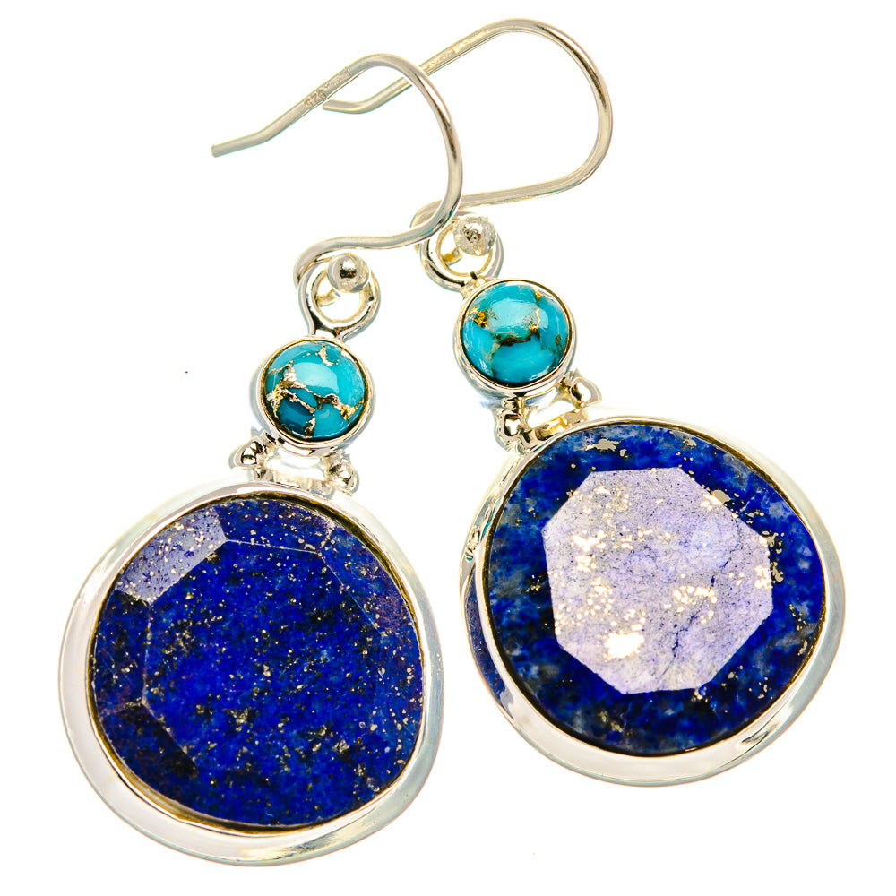 Lapis Lazuli, Blue Copper Composite Turquoise Earrings 1 5/8" (925 Sterling Silver) EARR431842