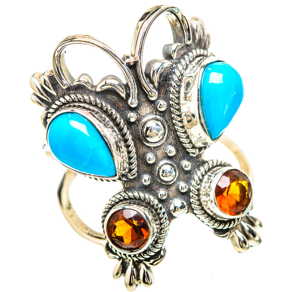 Large Sleeping Beauty Turquoise, Citrine Ring Size 9 (925 Sterling Silver) RING137160