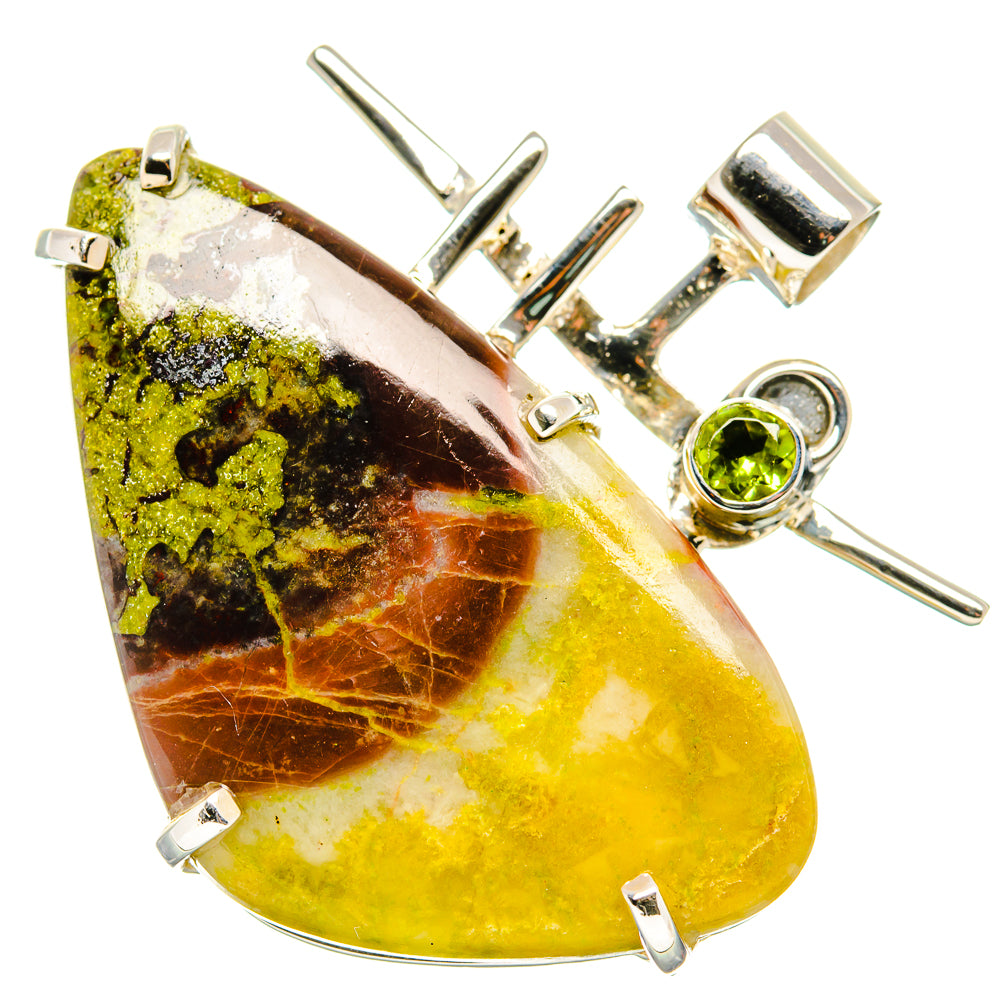 Rainforest Jasper, Peridot Pendant 1 5/8" (925 Sterling Silver) PD36371