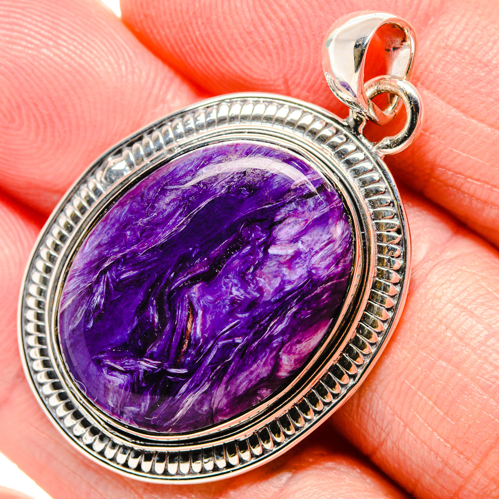 Charoite Pendant 1 3/4" (925 Sterling Silver) PD36362