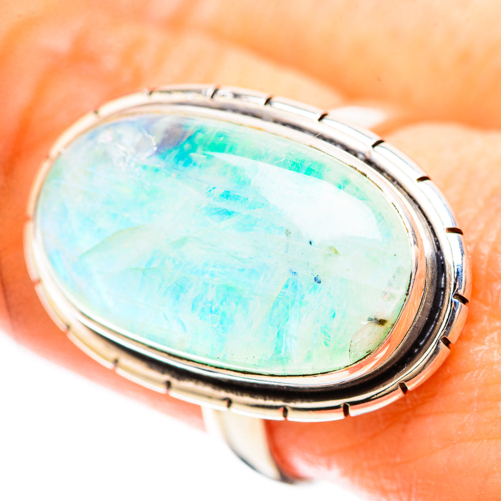 Green Moonstone Ring Size 8.5 (925 Sterling Silver) RING136493