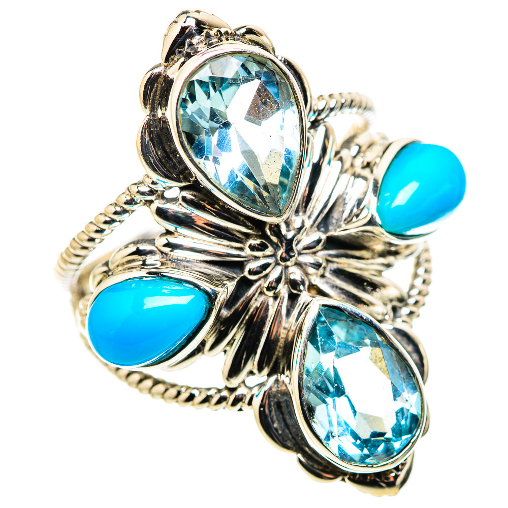 Large Blue Topaz, Sleeping Beauty Turquoise Ring Size 9.25 (925 Sterling Silver) RING134694