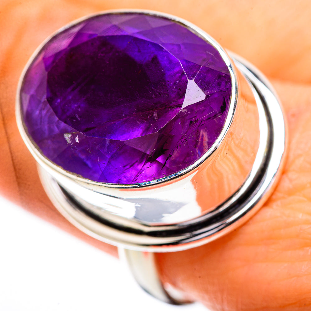 Large Faceted Amethyst Ring Size 9.5 (925 Sterling Silver) RING135957