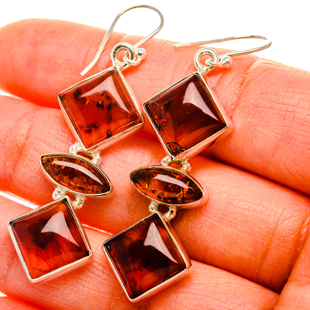 Baltic Amber Earrings 2 1/4"  (925 Sterling Silver) EARR431662