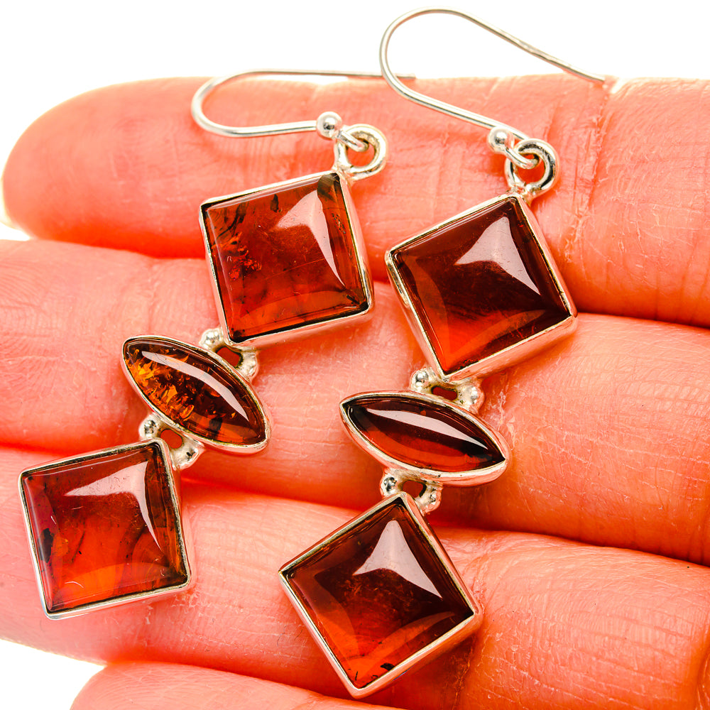 Baltic Amber Earrings 2 1/4"  (925 Sterling Silver) EARR431637
