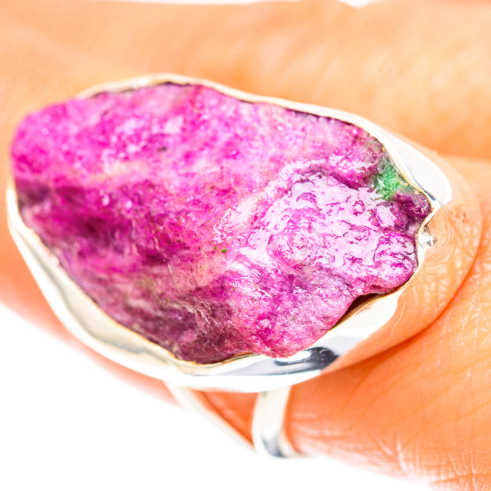 Large Rough Ruby Zoisite Ring Size 7.25 (925 Sterling Silver) RING136557