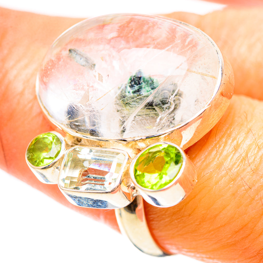 Large Green Quartz Crystal, Green Amethyst, Peridot Ring Size 8.75 (925 Sterling Silver) RING136344