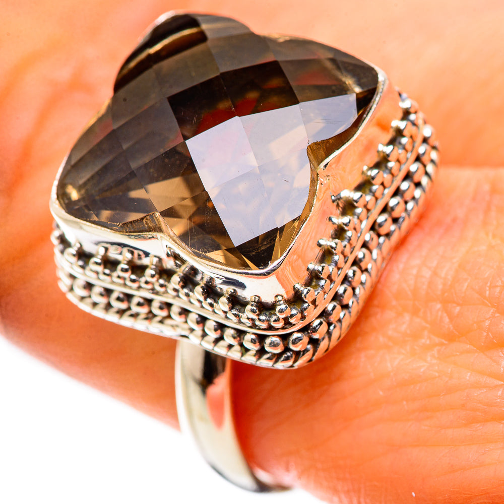 Anasilvercos Large Smoky Quartz Ring Size 9 (925 Sterling Silver)