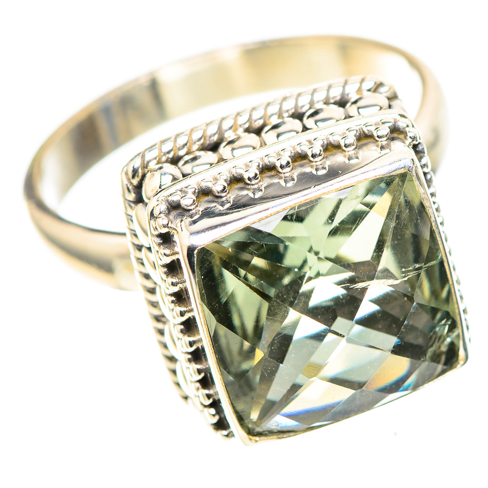 Faceted Green Amethyst 925 Sterling Silver Ring Size 9.75 (925 Sterling Silver) RING137486