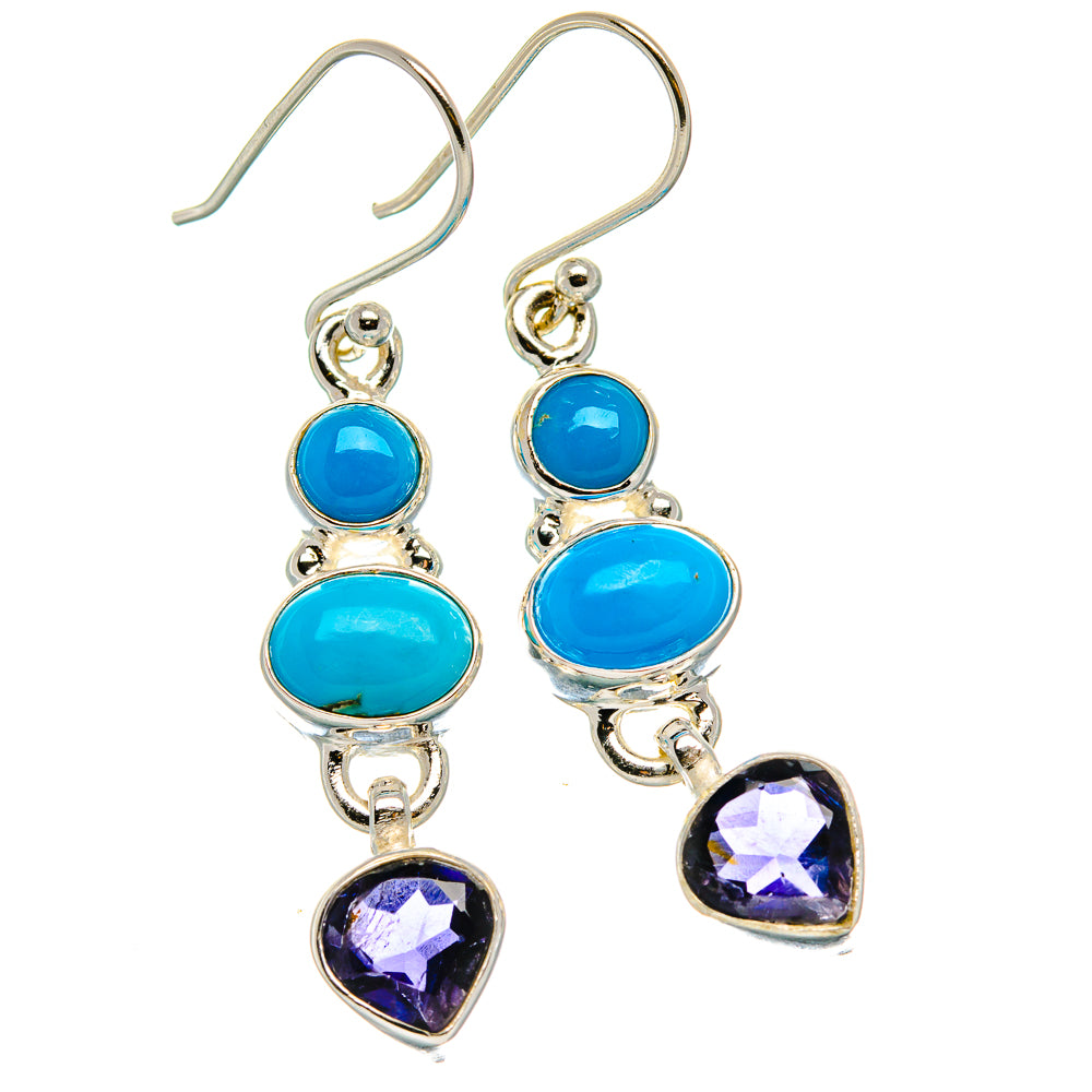 Sleeping Beauty Turquoise, Tanzanite Sterling Silver Earrings 1 5/8" E431758