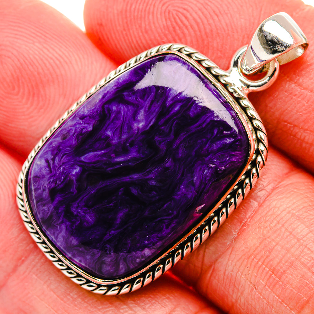 Charoite Pendant 1 5/8" (925 Sterling Silver) PD37416