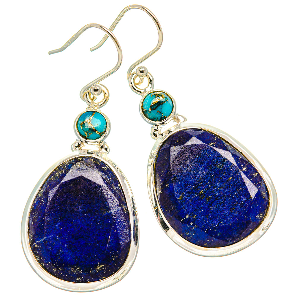 Lapis Lazuli, Blue Copper Composite Turquoise 925 Sterling Silver Earrings 1 3/4" (925 Sterling Silver) EARR431918